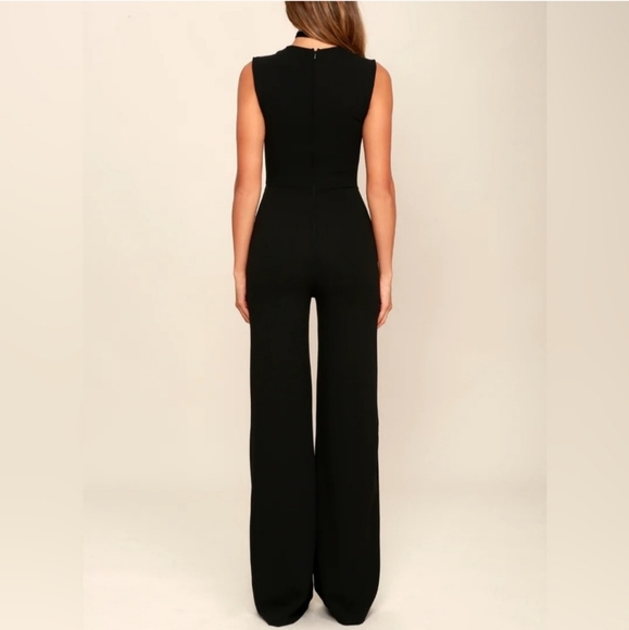 Lulus Enticing Endeavors Black Jumpsuit Womens Size XL Square Neckline Wide Leg - Picture 2 of 16